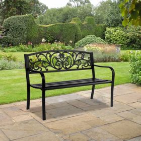 50 Inch PVC Butterfly Backrest Black Iron Bench