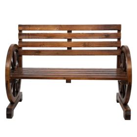 Carbonized Wooden Wheel Bench