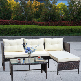 Outdoor Patio Furniture Sets 3 Piece Conversation Set Wicker Ratten Sectional Sofa With Seat Cushions